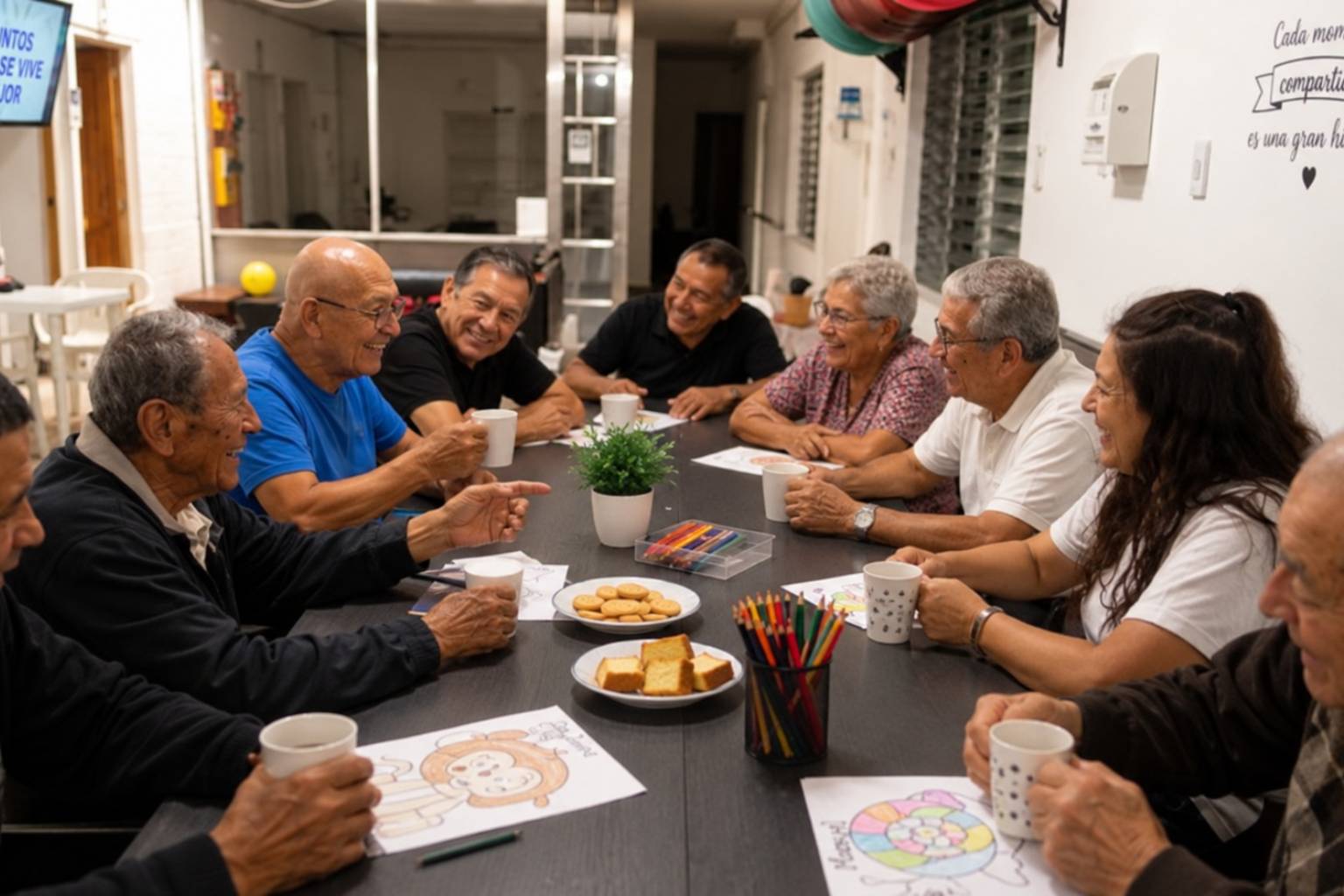 Adultos mayores compartiendo en espacios de convivencia de la Cooperativa Sonríe a la Vida